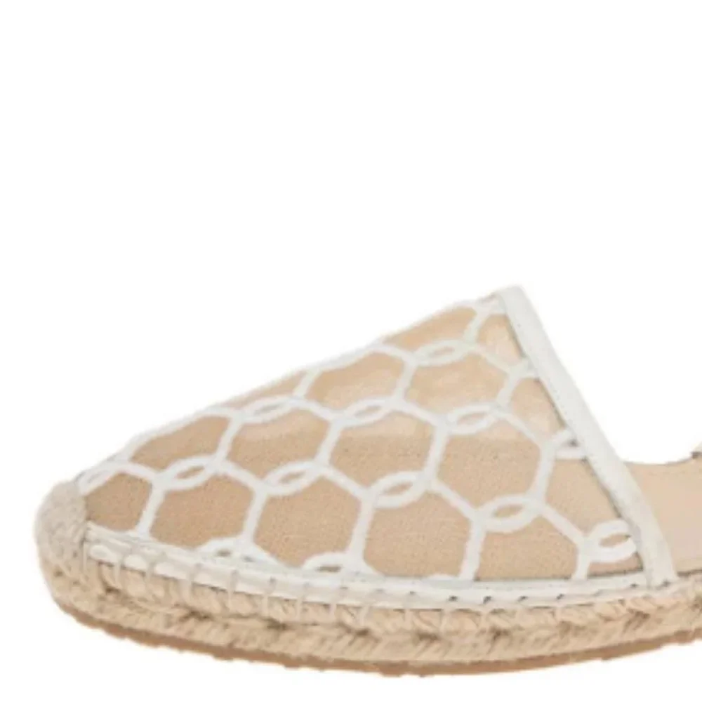 Jimmy Choo White Embroidered Mesh Dreya D'orsay Flat Espadrilles Size 40 1/2